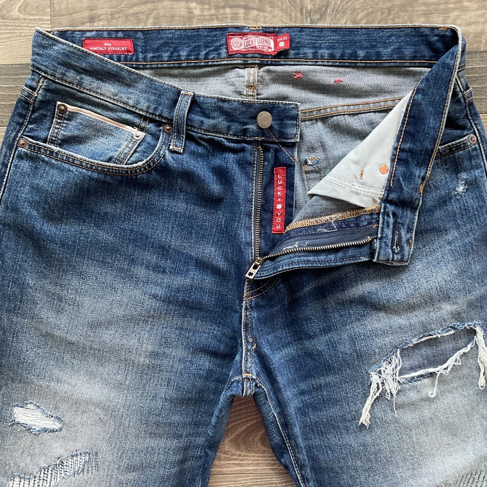 36x32 Lucky Brand Legend 363 Vintage Straight Selvedge Denim Jeans Men's Blue